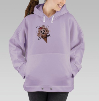 Сюрреалистичный принт Мороженое в крике, Hoodie Oversize Fiolet