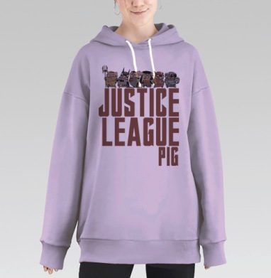 Весёлая Лига Суперсвиней DC Comics, Hoodie Long Oversize Fiolet
