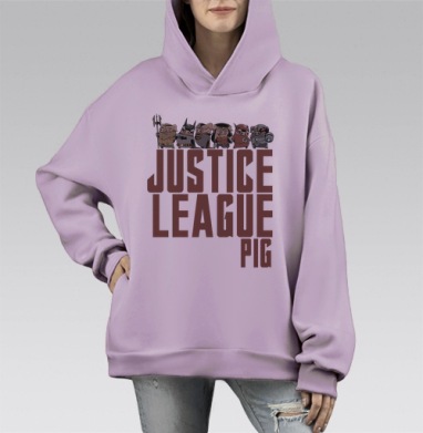 Весёлая Лига Суперсвиней DC Comics, Hoodie Mono Fiolet, оверсайз, утепленная