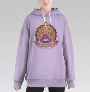 Sweet, Hoodie Long Oversize Fiolet