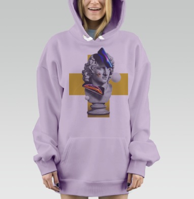 Античный бюст в цифровом потоке современности, Hoodie Mjhigh Dig Mel, Fiolet, утепленная