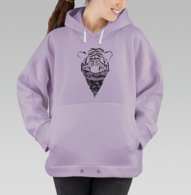 Графичный тигр в бандане – стиль и дикая сила, Hoodie Oversize Fiolet
