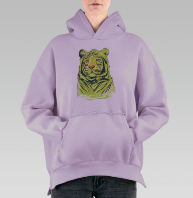Тигры, Hoodie Oversize Fiolet, утепленная
