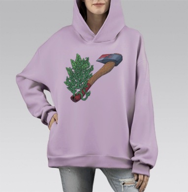 Топор, Hoodie Mono Fiolet, оверсайз, утепленная