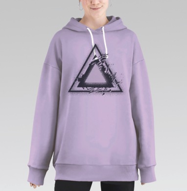 Абстрактный графический постер с треугольником, Hoodie Long Oversize Fiolet