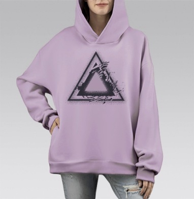 Абстрактный графический постер с треугольником, Hoodie Mono Fiolet, оверсайз, утепленная