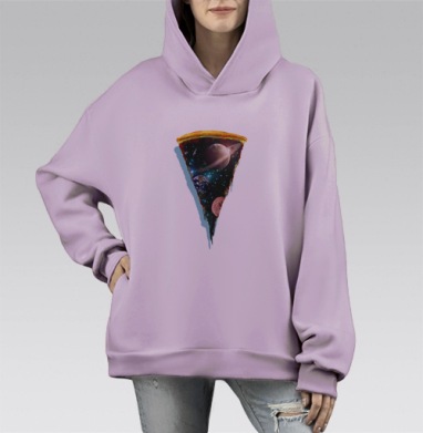 Ты часть вселенной, Hoodie Mono Fiolet, оверсайз, утепленная