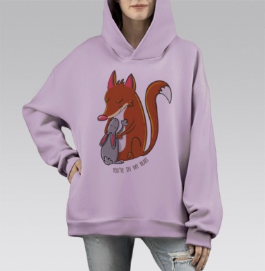 Ты в моем сердце, Hoodie Mono Fiolet, оверсайз, утепленная