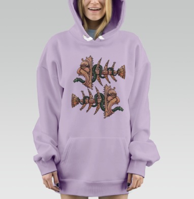 Гротескные маски с змееподобными цепями, Hoodie Mjhigh Dig Mel, Fiolet, утепленная