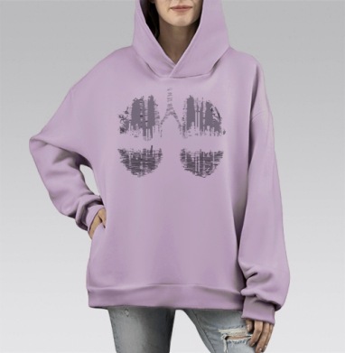 Тяжёлая промышленность, Hoodie Mono Fiolet, оверсайз, утепленная