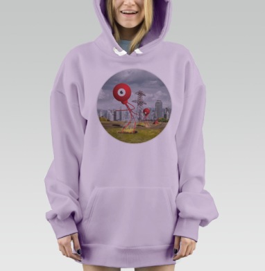 Уверенно оставляющие огненный след на поле одноглазые красные монстры, Hoodie Mjhigh Dig Mel, Fiolet, утепленная