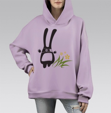 Весеннее обострение, Hoodie Mono Fiolet, оверсайз, утепленная