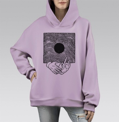Вибрации, Hoodie Mono Fiolet, оверсайз, утепленная