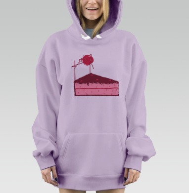 Вишенка в прыжке через торт, Hoodie Mjhigh Dig Mel, Fiolet, утепленная