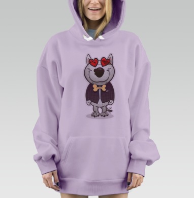 Стильный антропоморфный пес в фиолетовом пиджаке, Hoodie Mjhigh Dig Mel, Fiolet, утепленная