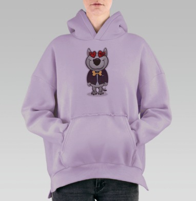 Стильный антропоморфный пес в фиолетовом пиджаке, Hoodie Oversize Fiolet, утепленная