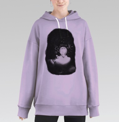 Человек с лампочкой: свет и тьма внутри, Hoodie Long Oversize Fiolet