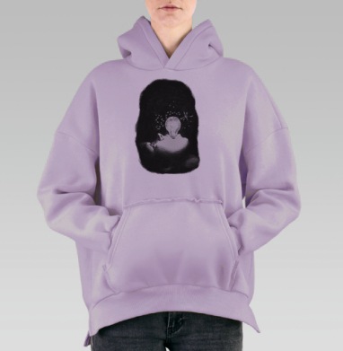 Человек с лампочкой: свет и тьма внутри, Hoodie Oversize Fiolet, утепленная