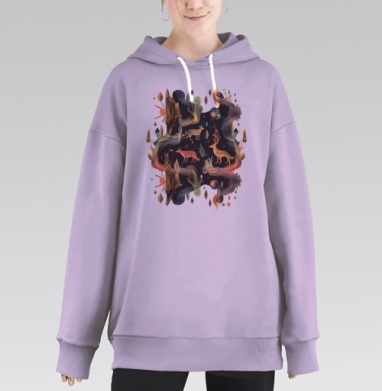 Мистический сюрреализм с этно-фольк мотивами, Hoodie Long Oversize Fiolet