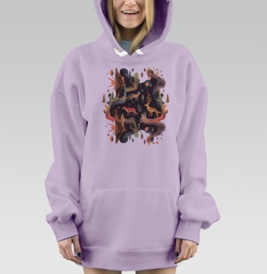 Мистический сюрреализм с этно-фольк мотивами, Hoodie Mjhigh Dig Mel, Fiolet, утепленная
