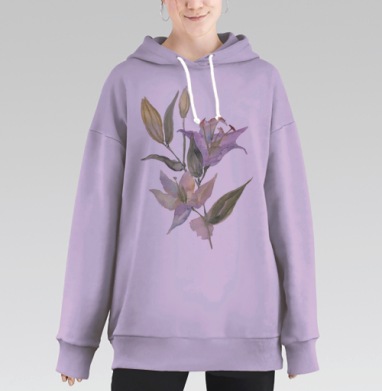 Воздушные лилии, Hoodie Long Oversize Fiolet