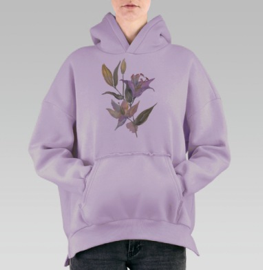 Воздушные лилии, Hoodie Oversize Fiolet, утепленная