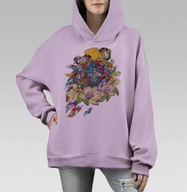Время, Hoodie Mono Fiolet, оверсайз, утепленная