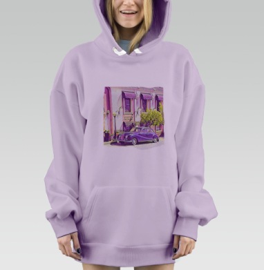 Ностальгия Времени: Фиолетовый Ретро Автомобиль, Hoodie Mjhigh Dig Mel, Fiolet, утепленная