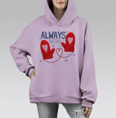 WARM, Hoodie Mono Fiolet, оверсайз, утепленная