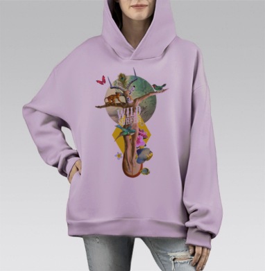 Wild surfer, Hoodie Mono Fiolet, оверсайз, утепленная
