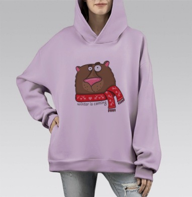 Winter is coming, Hoodie Mono Fiolet, оверсайз, утепленная