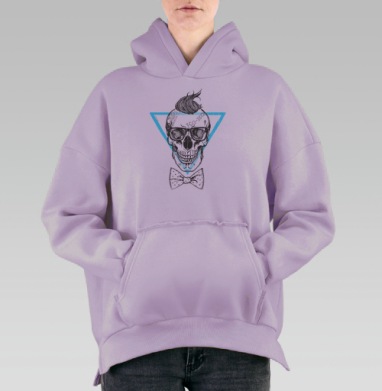 Стилизованный череп в хипстерской рокабилли эстетике, Hoodie Oversize Fiolet, утепленная
