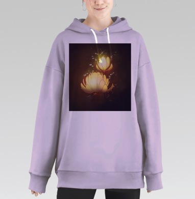 Светящиеся лотосы — источник внутреннего света, Hoodie Long Oversize Fiolet