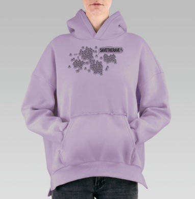 Защитные человечки в костюмах и протест Спасите рейв, Hoodie Oversize Fiolet, утепленная
