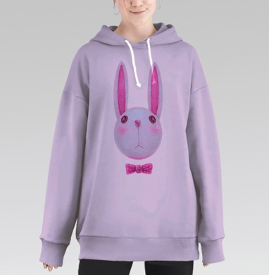 Зая с бабочкой, Hoodie Long Oversize Fiolet