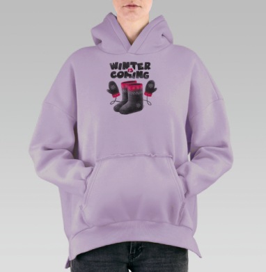 Зимняя уютная пара: валенки и варежки «Winter Is Coming», Hoodie Oversize Fiolet, утепленная