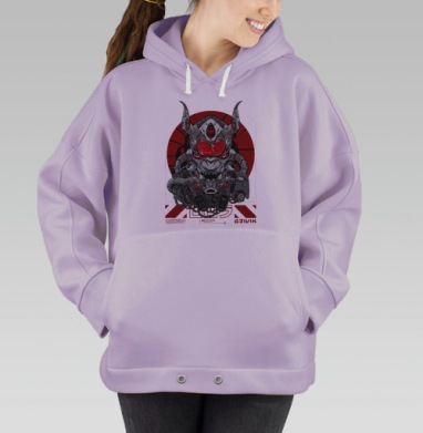 Зловещий детализированный японский киборг Киберпанк робот они, Hoodie Oversize Fiolet