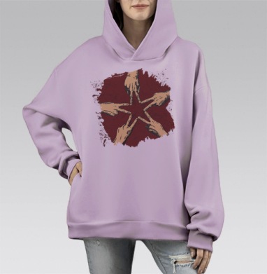 Звезда, Hoodie Mono Fiolet, оверсайз, утепленная