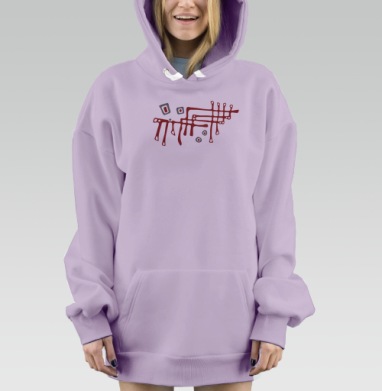 Абстрактная красная схема символика связи сетки, Hoodie Mjhigh Dig Mel, Fiolet, утепленная