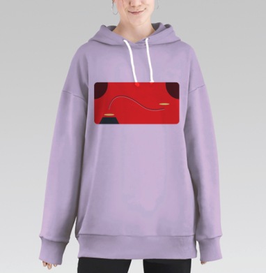 Абстрактное движение с ярко красным фоном и точками, Hoodie Long Oversize Fiolet