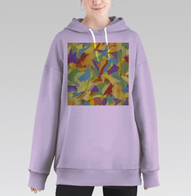 Абстрактное движение в желтом голубом коричневом цвете, Hoodie Long Oversize Fiolet
