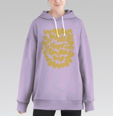 Абстрактное Лиловое Лицо Капли, Hoodie Long Oversize Fiolet