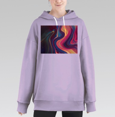 Абстрактное смешение красок с течением в ярких оттенках, Hoodie Long Oversize Fiolet