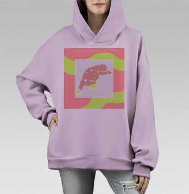 Абстрактный кот с пятнами на светлом фоне абстрактный котик, Hoodie Mono Fiolet, оверсайз, утепленная