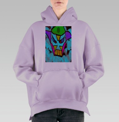 Агрессивная яркая маска в современном стиле, Hoodie Oversize Fiolet, утепленная