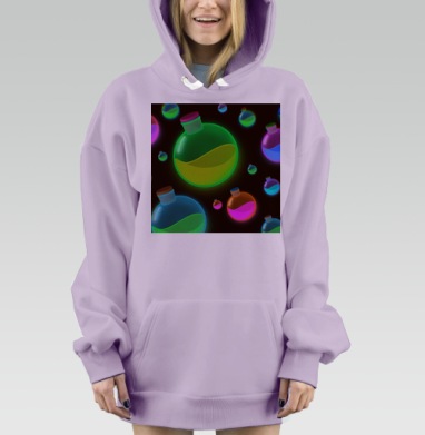 Алхимические колбы с яркой жидкостью эффектное освещение, Hoodie Mjhigh Dig Mel, Fiolet, утепленная