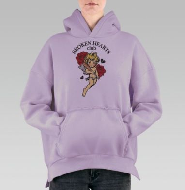 Амур с битой и красными розами Клуб разбитых сердец, Hoodie Oversize Fiolet, утепленная