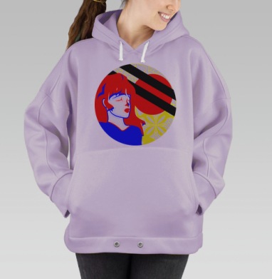 Аниме девушка красный синий желтый внутреннего мира спокойствия, Hoodie Oversize Fiolet