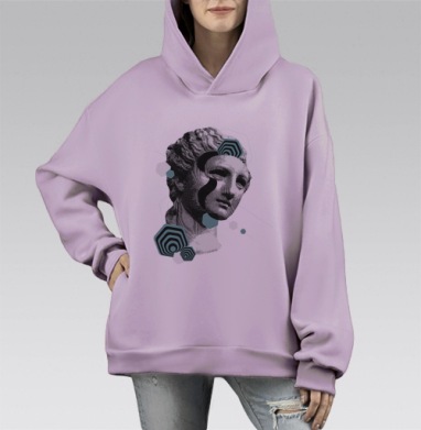 Античная Голова Абстрактные Геометрия Вдохновение, Hoodie Mono Fiolet, оверсайз, утепленная