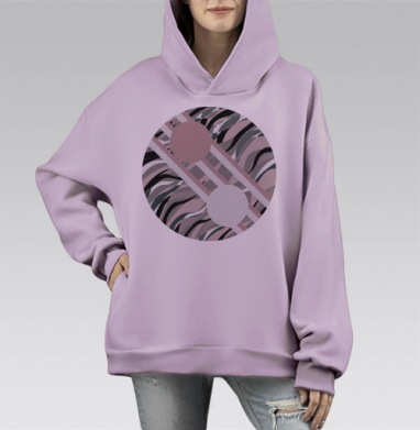 Баланс форм гармония цвета и линий в геометрии фигуры, Hoodie Mono Fiolet, оверсайз, утепленная